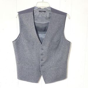 EXPRESS Made in Turkey GRAY Wool Blend HERRINGBONE Vest XL 4-Button SOFT